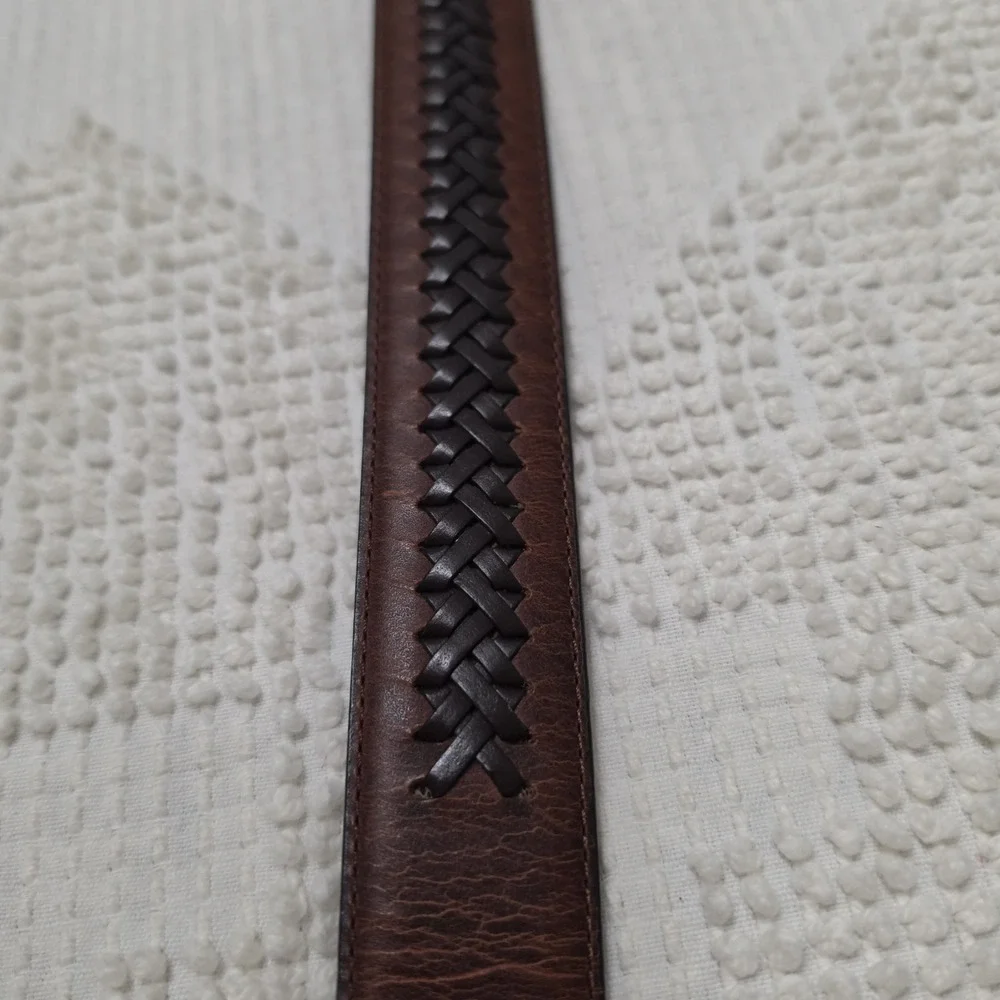 Columbia Mens Genuine Leather Belt Brown Black Stitch Size 40/100 Reversible